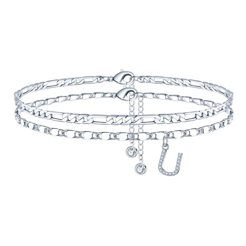 【LAST DAY 49% OFF】2 Pack - Initial Letter Pendant Anklets Set