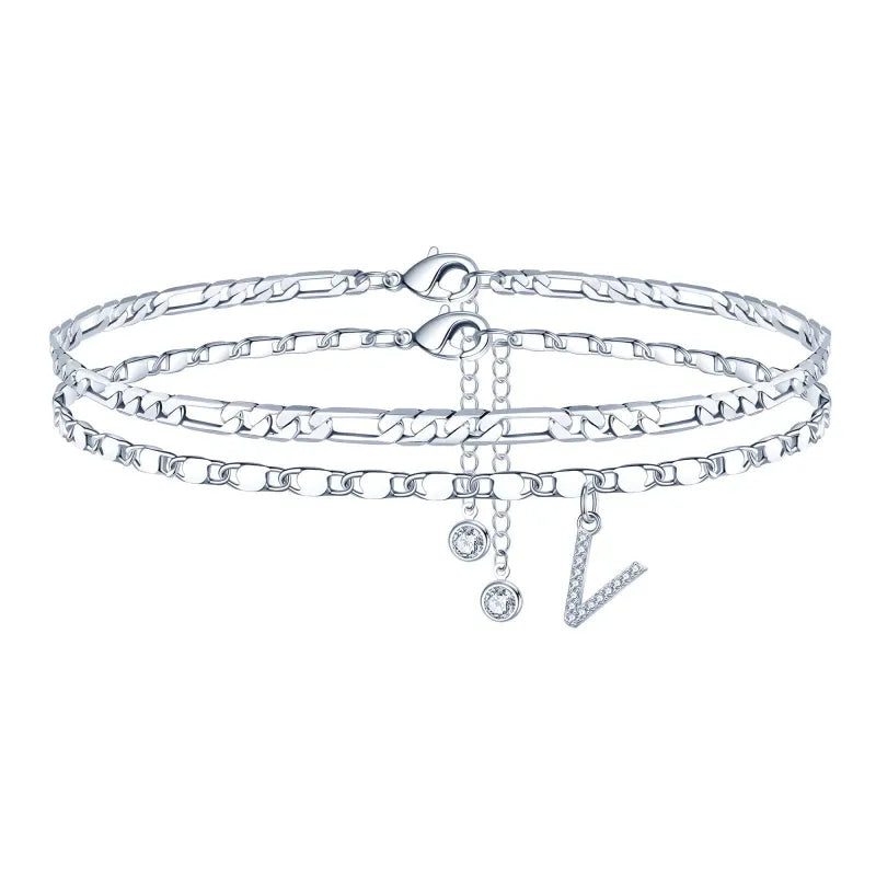 【LAST DAY 48% OFF】2 Pack - Initial Letter Pendant Anklets Set