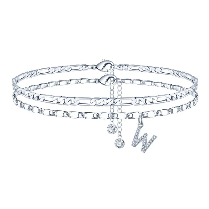 【LAST DAY 49% OFF】2 Pack - Initial Letter Pendant Anklets Set