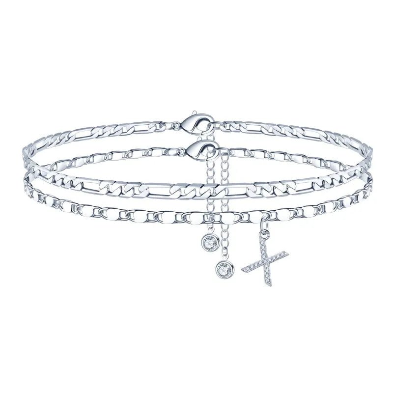 【LAST DAY 48% OFF】2 Pack - Initial Letter Pendant Anklets Set