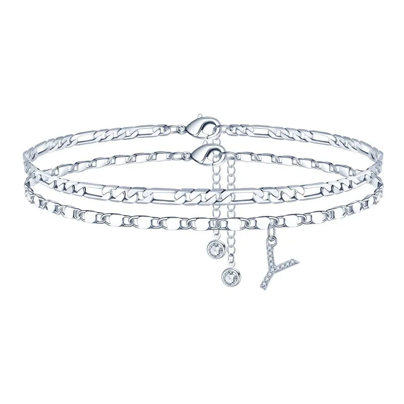 【LAST DAY 48% OFF】2 Pack - Initial Letter Pendant Anklets Set