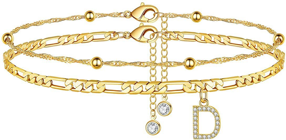 【LAST DAY 49% OFF】2 Pack - Initial Letter Pendant Anklets Set
