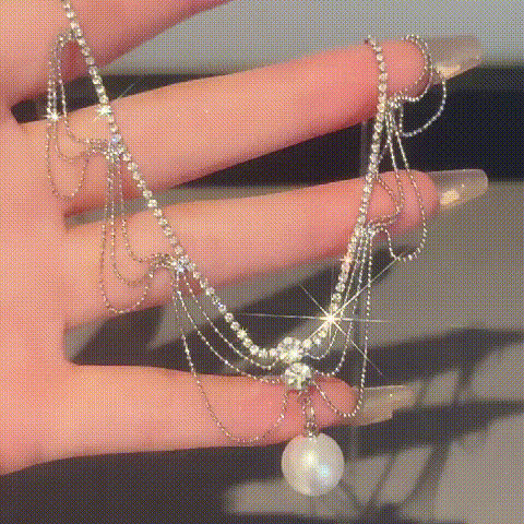 French lace design pearl necklace