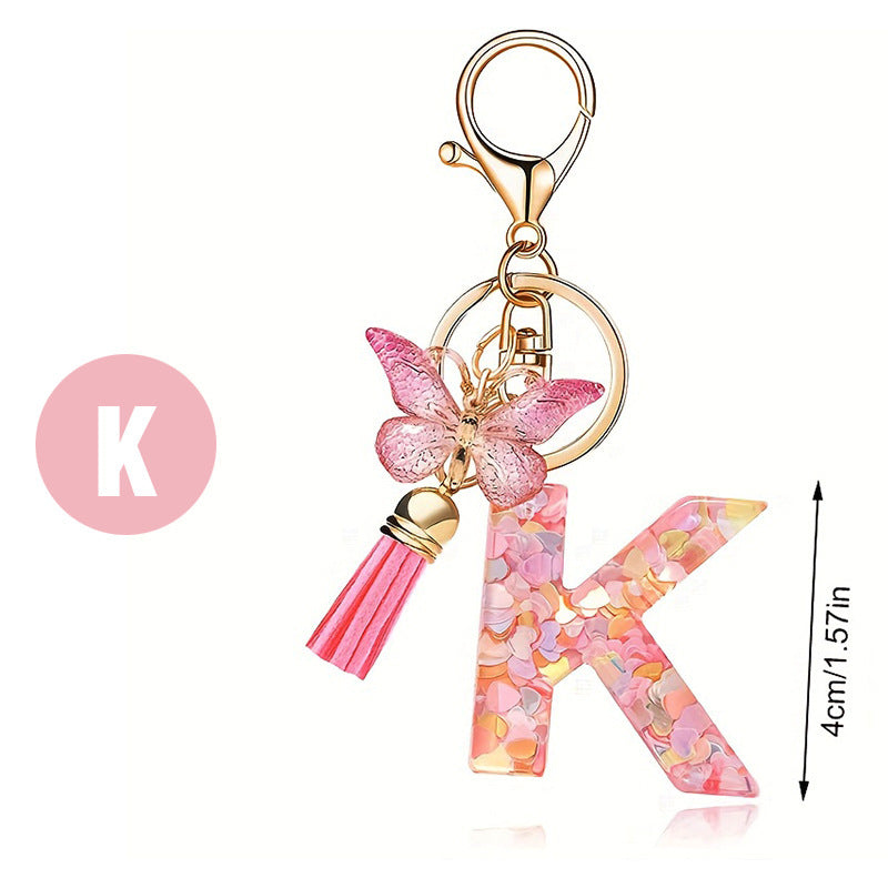 🔥BUY 2 GET 1 FREE 🎁Butterfly Letter Keychain Tassel Design Vibrant Durable Lightweight Gift