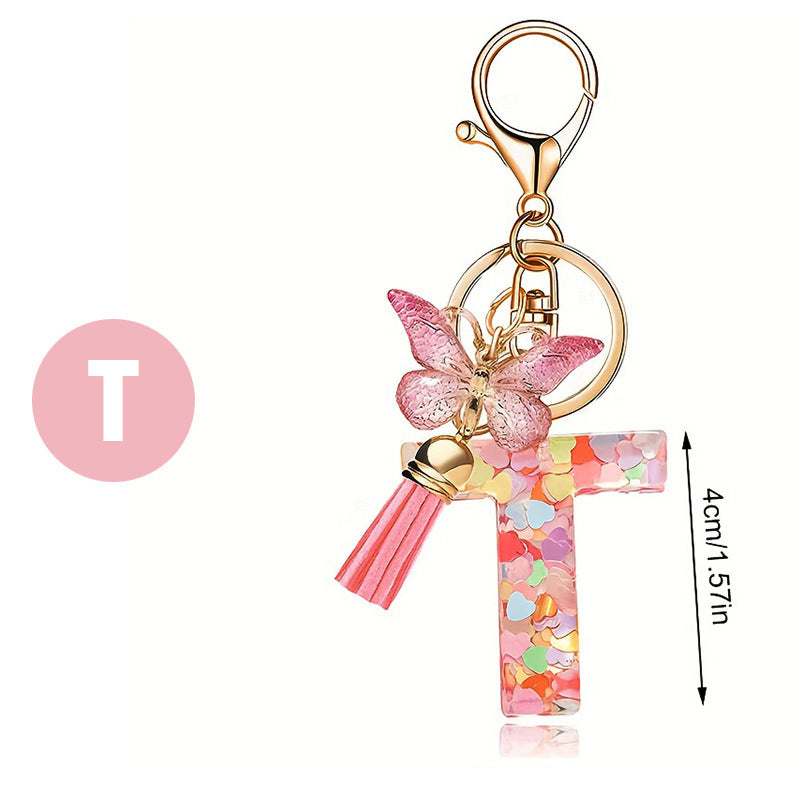 🔥BUY 2 GET 1 FREE 🎁Butterfly Letter Keychain Tassel Design Vibrant Durable Lightweight Gift