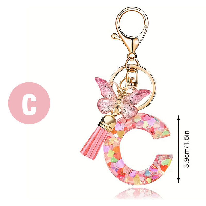 🔥BUY 2 GET 1 FREE 🎁Butterfly Letter Keychain Tassel Design Vibrant Durable Lightweight Gift