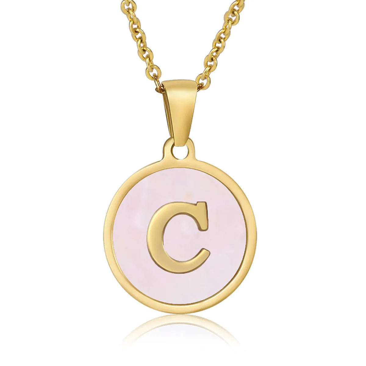A-Z Letter Charms Round Enamel Alphabet Initial Necklace