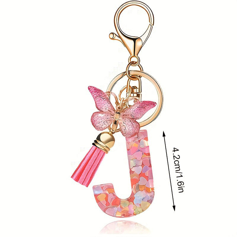 🔥BUY 2 GET 1 FREE 🎁Butterfly Letter Keychain Tassel Design Vibrant Durable Lightweight Gift