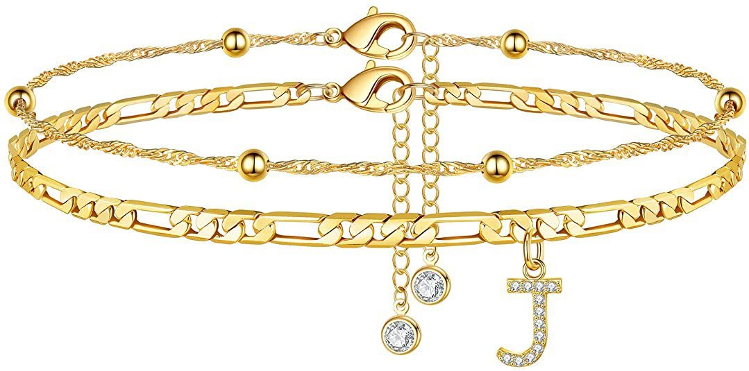 【LAST DAY 49% OFF】2 Pack - Initial Letter Pendant Anklets Set