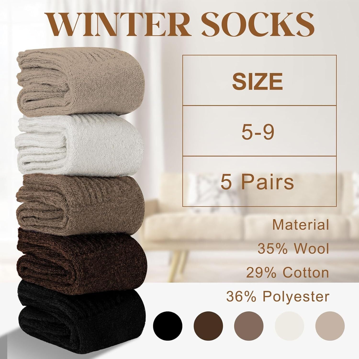 【🔥Buy 1 Get 4 Free Only $5.99 for a pair】5 Pairs-Women's Solid Mid-calf Socks