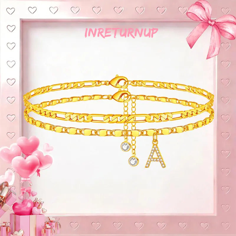 【LAST DAY 48% OFF】2 Pack - Initial Letter Pendant Anklets Set