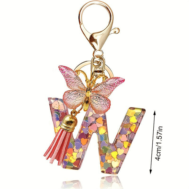 🔥BUY 2 GET 1 FREE 🎁Butterfly Letter Keychain Tassel Design Vibrant Durable Lightweight Gift