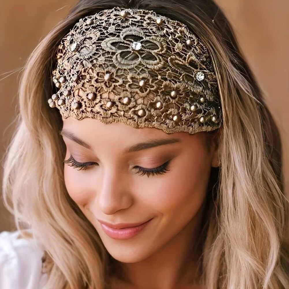 🔥Last Day Buy 1 Get 2 Free🔥Boho-chic Crystal & Pearl Embellished Wide Headbands