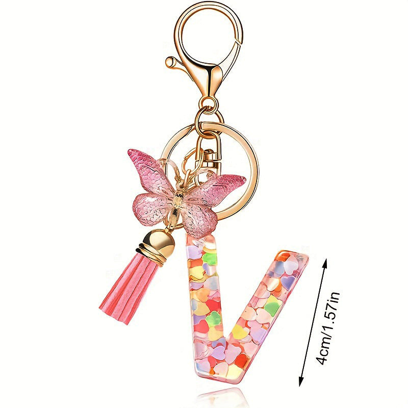 🔥BUY 2 GET 1 FREE 🎁Butterfly Letter Keychain Tassel Design Vibrant Durable Lightweight Gift