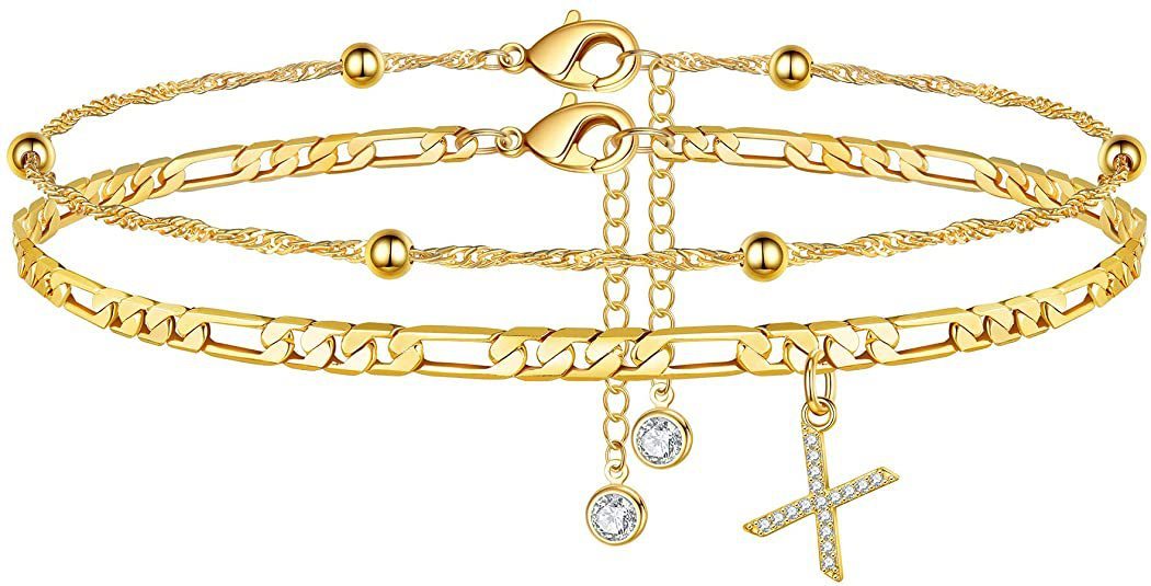【LAST DAY 49% OFF】2 Pack - Initial Letter Pendant Anklets Set