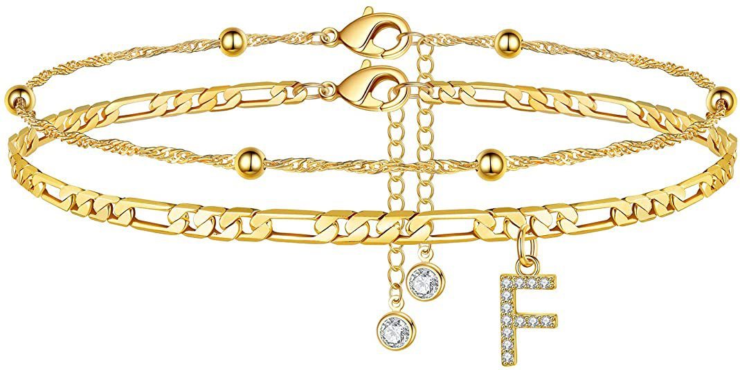 【LAST DAY 49% OFF】2 Pack - Initial Letter Pendant Anklets Set