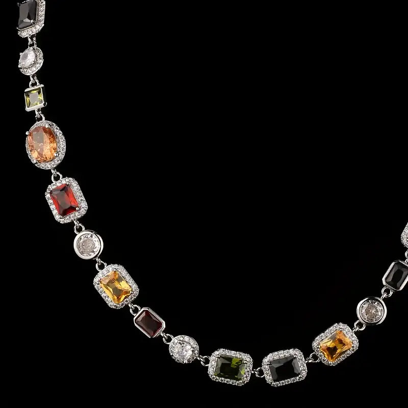 Temperament Entry Lux Diamond Square Bracelet And Necklace Set