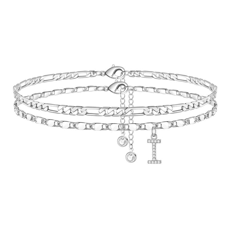 【LAST DAY 48% OFF】2 Pack - Initial Letter Pendant Anklets Set