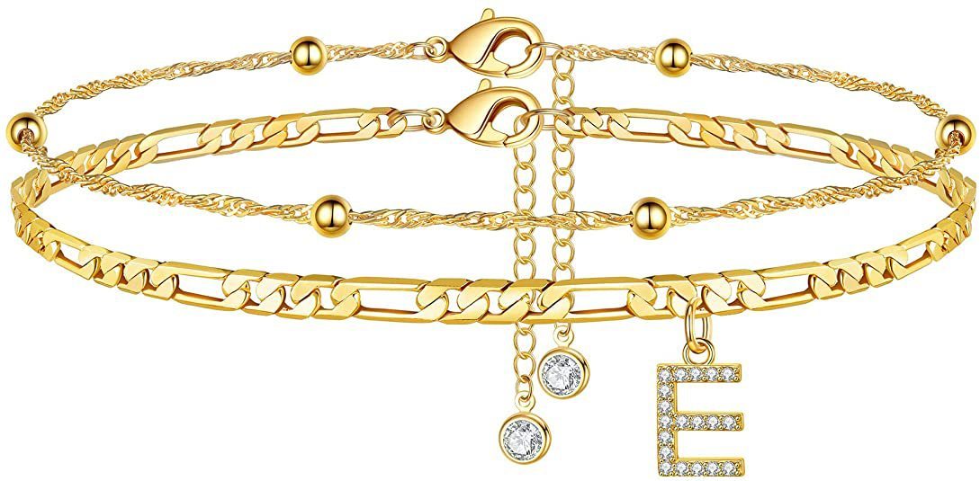 【LAST DAY 49% OFF】2 Pack - Initial Letter Pendant Anklets Set