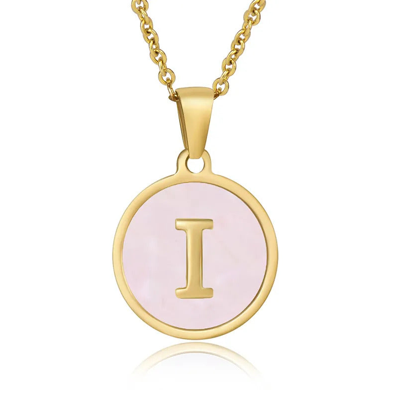 A-Z Letter Charms Round Enamel Alphabet Initial Necklace