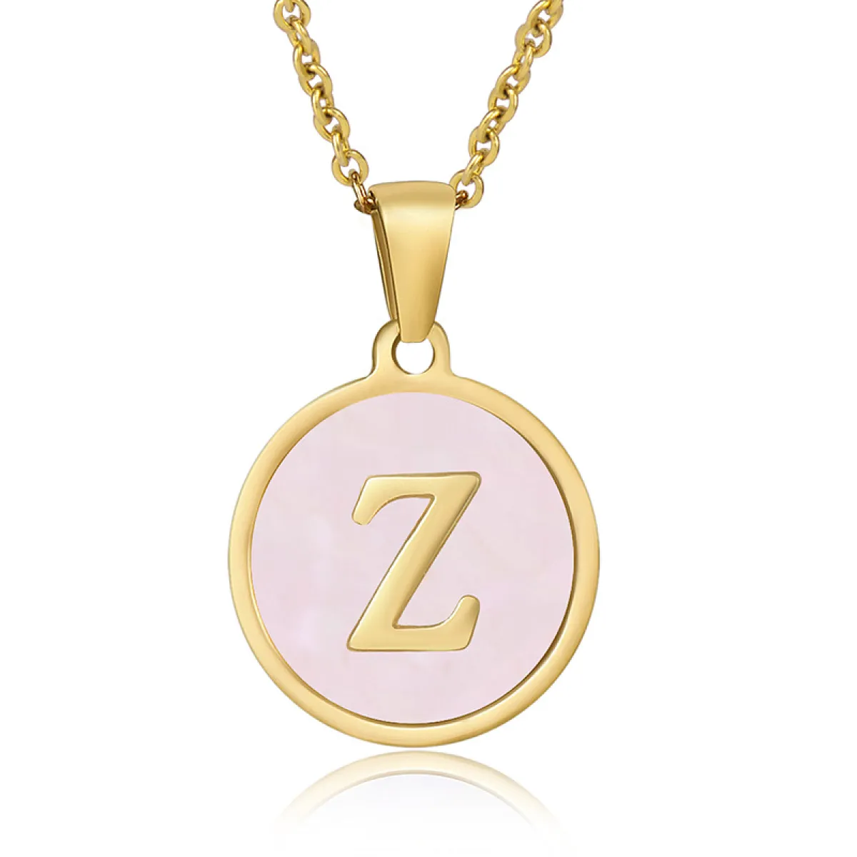 A-Z Letter Charms Round Enamel Alphabet Initial Necklace