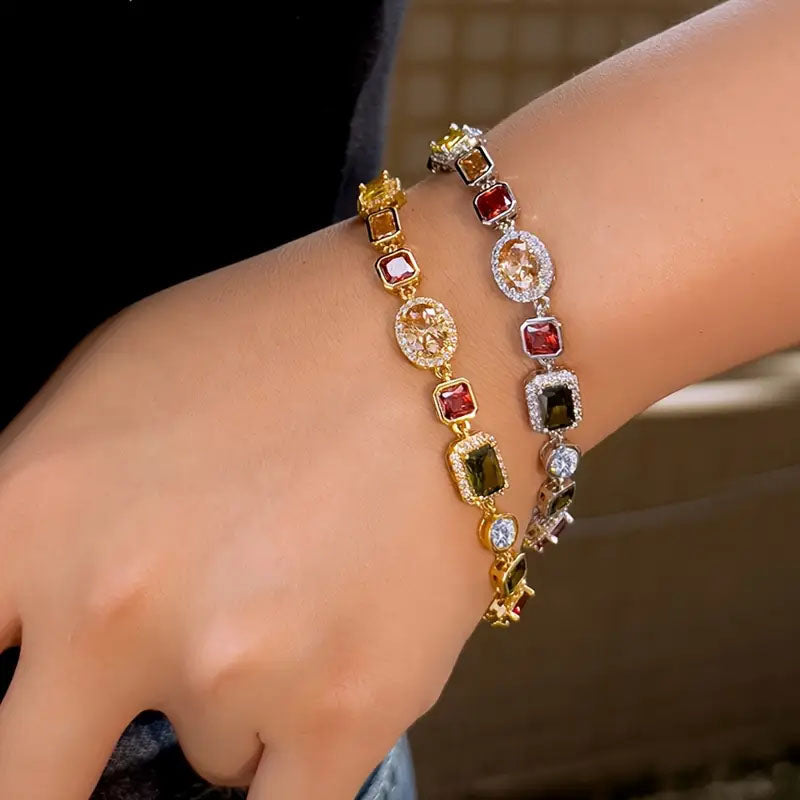 Temperament Entry Lux Diamond Square Bracelet And Necklace Set