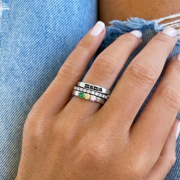 FOR MOTHER-CUSTOM BIRTHSTONES MAMA STACK RING