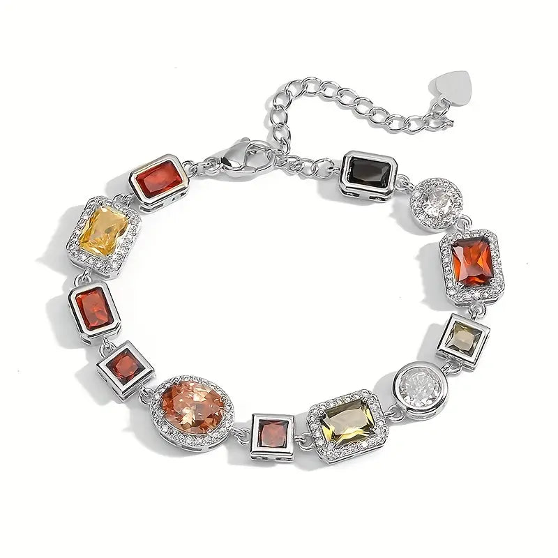 Temperament Entry Lux Diamond Square Bracelet And Necklace Set