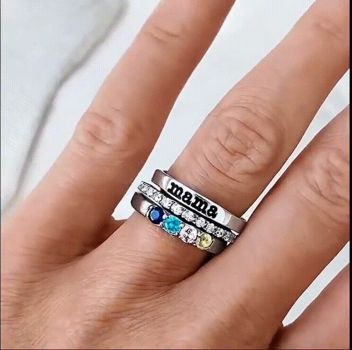 FOR MOTHER-CUSTOM BIRTHSTONES MAMA STACK RING