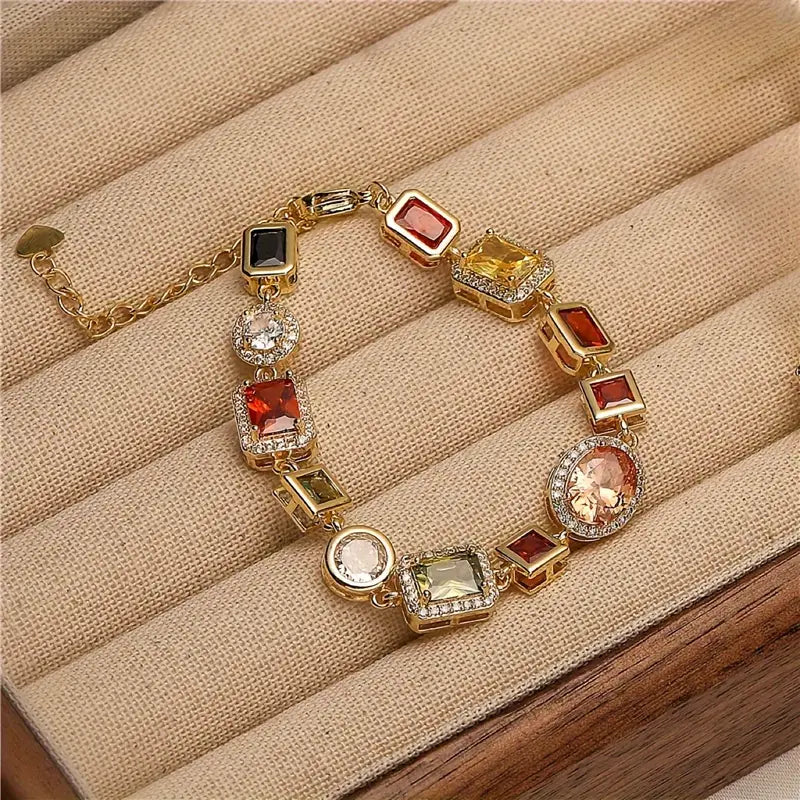 Temperament Entry Lux Diamond Square Bracelet And Necklace Set