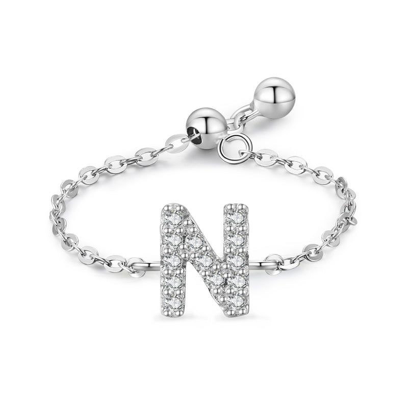 Letter Chain Ring Female Fashion Niche Design Love Thin Ring Jewelry