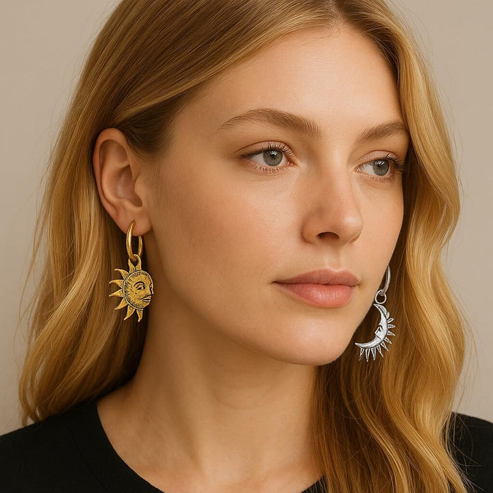 Asymmetric Sun and Moon Matching Necklace👫