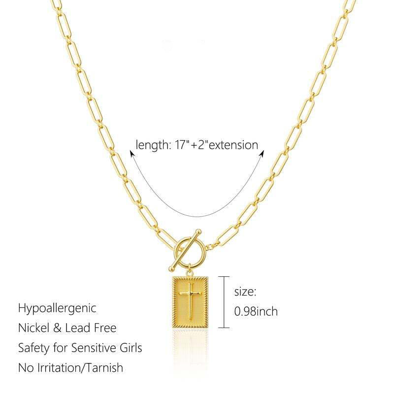 ✝️ Cross Pendant Paperclip Chain Necklace