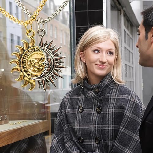 Asymmetric Sun and Moon Matching Necklace👫
