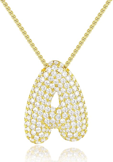 Bubble Initial Diamond Necklace