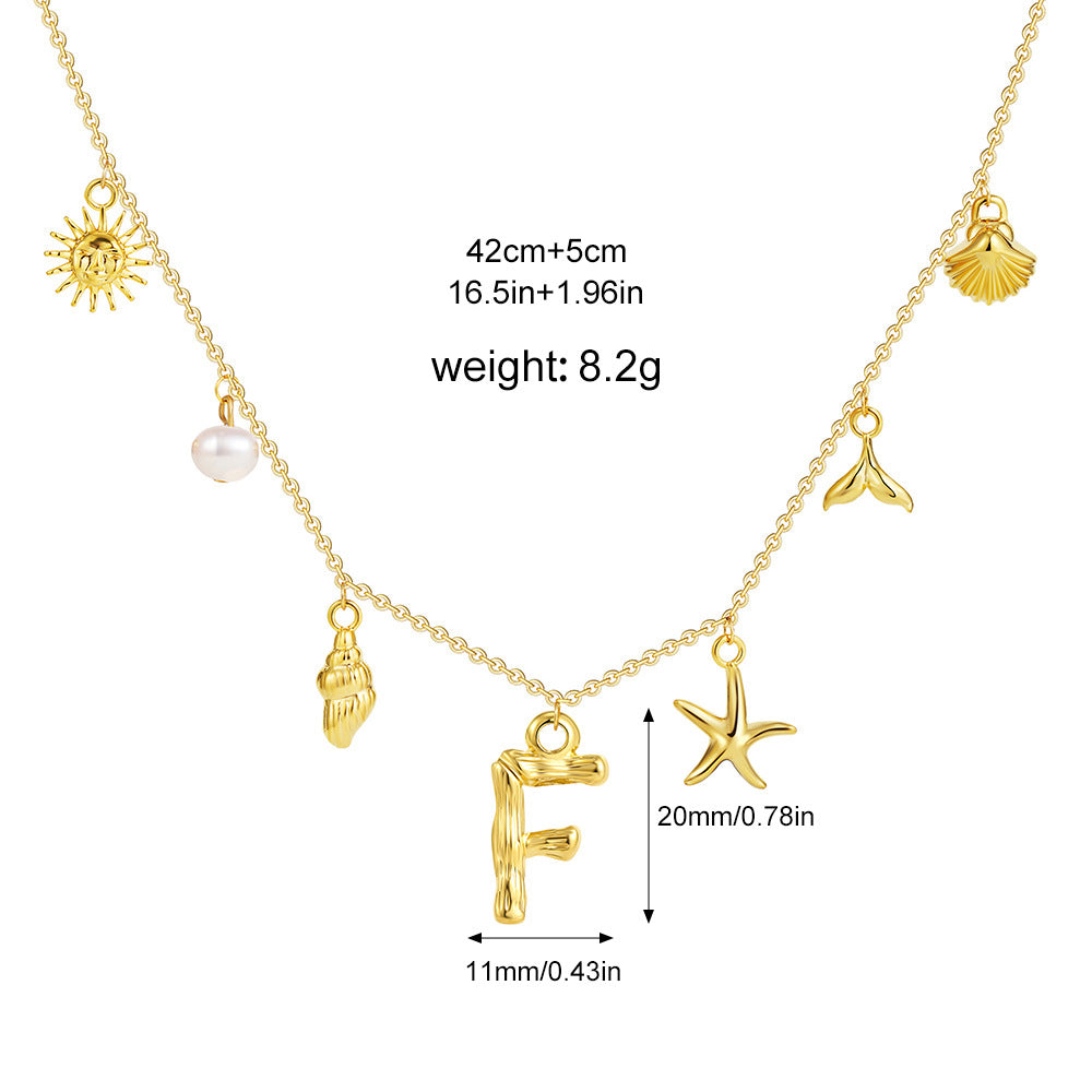 🐚Shell Starfish Initial Letter Pendant Necklaces