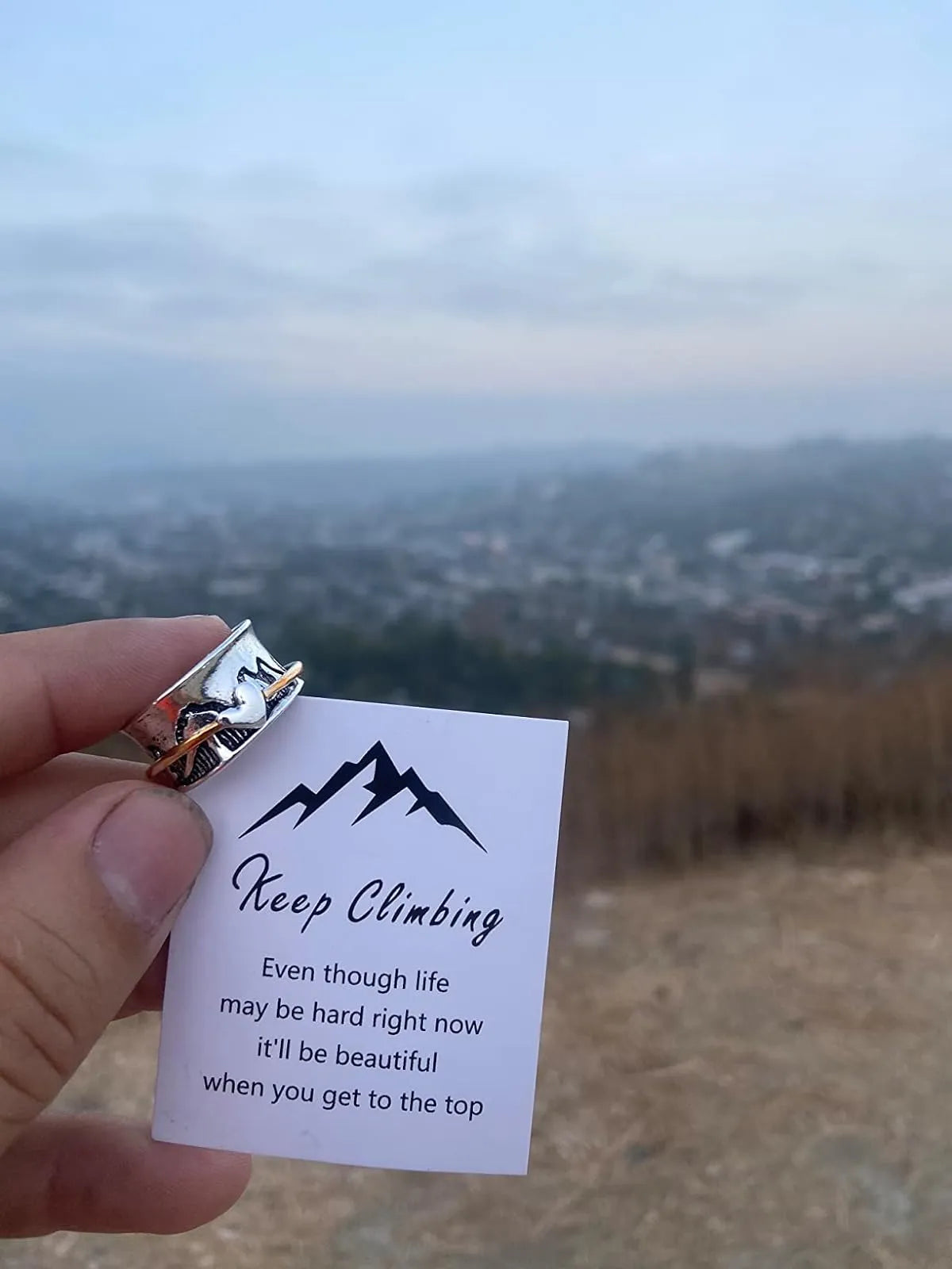 KEEP CLIMBING LARGE CIRCLE FIDGET RING