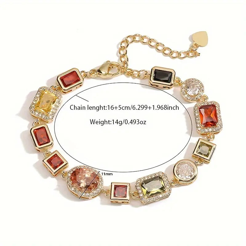 Temperament Entry Lux Diamond Square Bracelet And Necklace Set