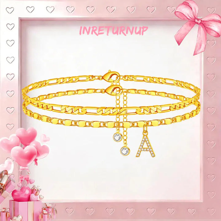 【LAST DAY 48% OFF】2 Pack - Initial Letter Pendant Anklets Set