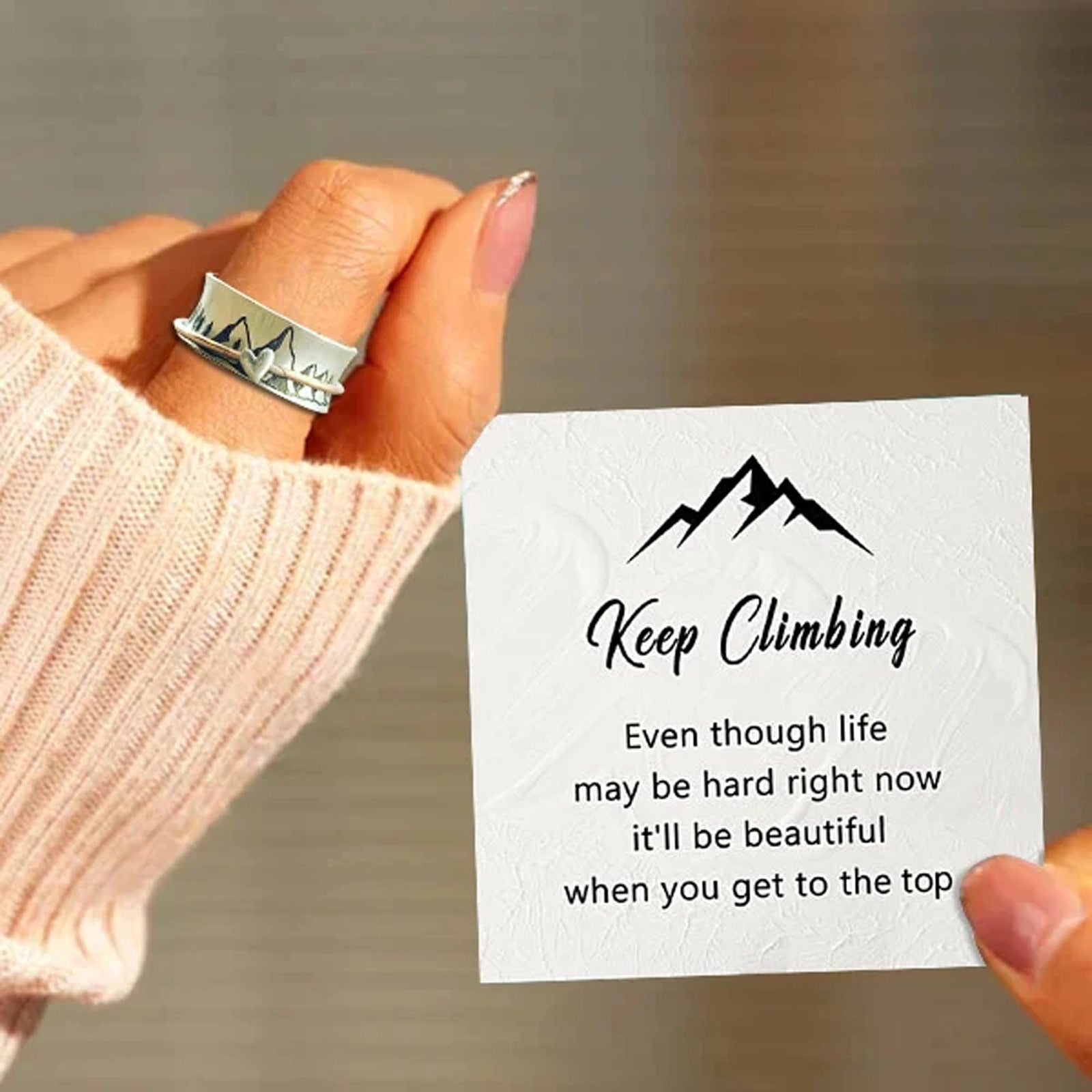 KEEP CLIMBING LARGE CIRCLE FIDGET RING