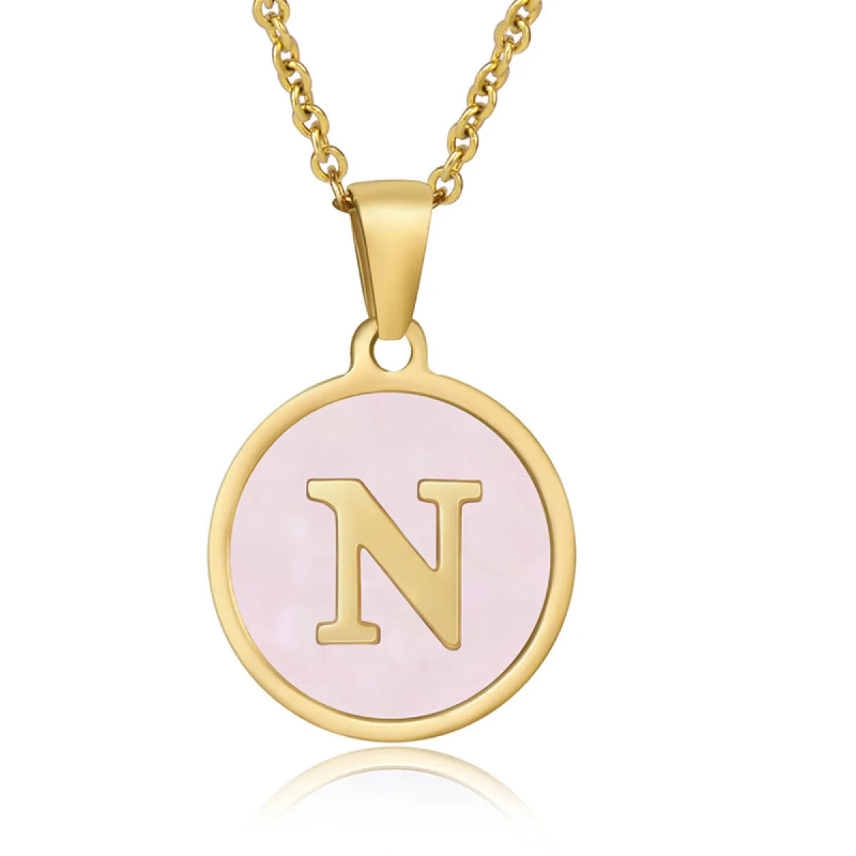 A-Z Letter Charms Round Enamel Alphabet Initial Necklace